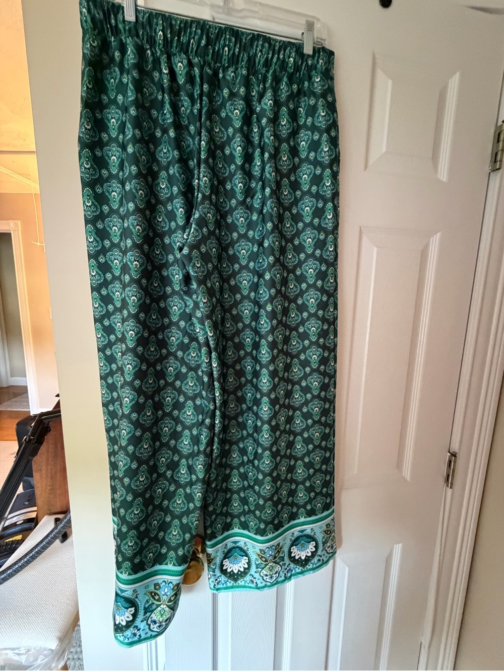 LOFT Green Paisley Wide Leg Pants